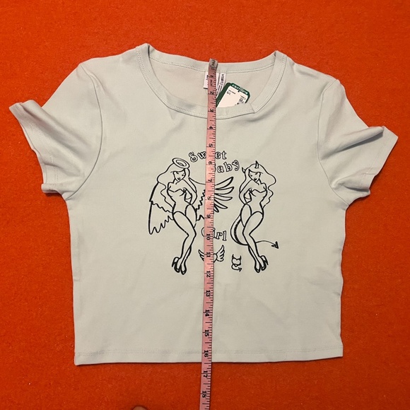 Retro blue Sweet baby girl print organic cotton baby tee NWT - Picture 10 of 10